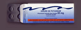 Boite de pastilles d'iodure de potassium distribuée par l'armée