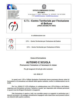 Comunicato incontri di formazione autismo e scuola