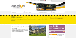 Capture d'écran du site internet du réseau de transport en commun blésois Azalys, basé sur un template similaire à celui employé pour le site du réseau KSMA.