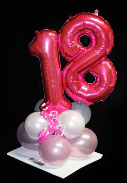 Luftballon Ballon Geburtstag Geburtstagszahl mit Fuß Zahl Alter Überraschung Party Deko Dekoration blau pink Junge Mädchen Mann Frau Feier Raumdeko Versand 