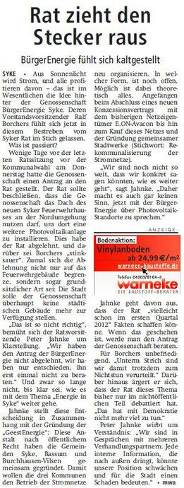 Kreiszeitung vom 10.9.2011