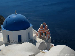 Grèce,iles grecques,santorin,clocher,mer,méditerrané,Cyclades,dome,bleu,ville