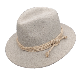 Der Murtalerhut ist ein stilvoller Hut aus anthrazit-meliertem Wollfilz, der aus hochwertiger Schafwolle gefertigt ist. Er wird mit einer Naturkordel verziert und ist ein zeitloses Accessoire für jeden Anlass. Die natürlichen Materialien sorgen für eine g