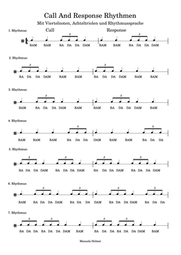Arbeitsblatt Call and response Rhythmen