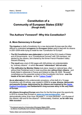 Image: See below: Constitution for our new Europe (PDF)