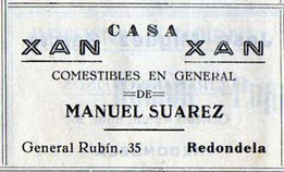 Publicidade dos ultramariños "Xan Xan". Ano 1954