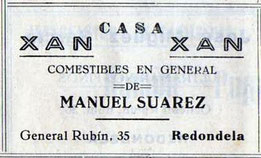 Publicidade dos ultramariños "Xan Xan". Ano 1954