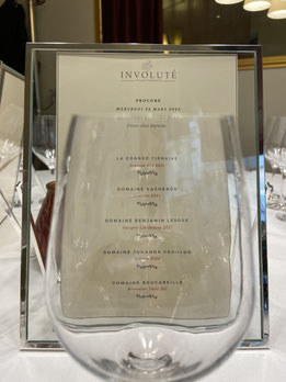 liste des vins pour le dîner œnologique au restaurant Baroche