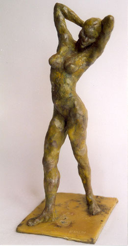 "La glycine" sculpture d’après modèle vivant, en cire sur armature en laiton, puis coulée en bronze. Brigitte Valin.