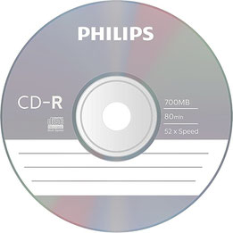 CD-Rohling (CD-R: kann nur einmalig "gebrannt" werden)