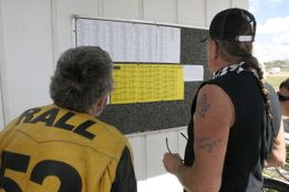 (Ronnie Rall and George Wills, checking their Heat line-ups)