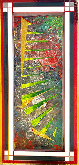 Abstraktes Kunstwerk „Tribalismus“ mit archaischen Symbolen und erdigen Strukturen. Ausdruck von Zugehörigkeit, Identität und kulturellem Ursprung. Modernes Tribal-Art-Gemälde mit spirituellem Tiefgang.