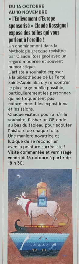 Claude Rossignol - Bibliothèque de La Ferté St-Aubin - 10-11/2023 - Article