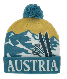Haube Austria mit Motiv Ski, Retro-Design