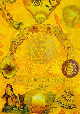 Gelbes Bild in der Mixed Media Intuitive Art Technik zum Solarplexus-Chakra