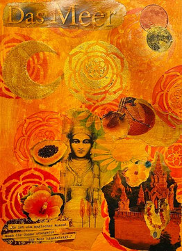 Orangefarbenes Bild in der Mixed Media Intuitive Art Technik zum Sakral-Chakra
