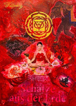 Rotes Bild in der Mixed Media Intuitive Art Technik zum Wurzel-Chakra