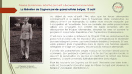 "Parachutistes belges du 1er escadron SAS à Cogners lors de la libération du village le 10 août 1944, sous le commandement de Freddy Limbosch".