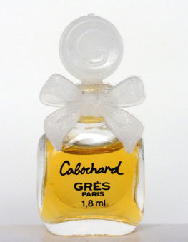 CABOCHARD : PARFUM - PETITE MINIATURE DE 1,8 ML SEULE - BOUCHON ET NOEUD EN PLASTIQUE BLANC