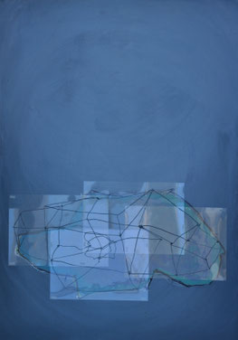 untitled, 2013, 100x70 cm, acrylic, charcoal, foil on wood