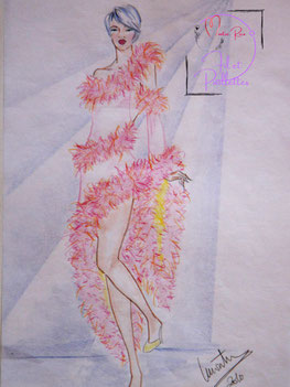 Sur l'image, un dessin de le styliste Montse Rico, prototype d'une robe pour le spectacle.