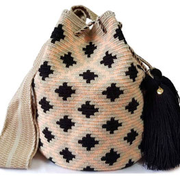 Ethno Wayuu Beutel Tasche schwarzweiß