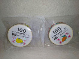 取扱商品/文具/ﾏｽｷﾝｸﾞﾃｰﾌﾟ/100 pattern(ﾊﾟﾀｰﾝ)/[左]香蕉(ﾊﾞﾅﾅ)紙箱 [右]芒果(ﾏﾝｺﾞｰ)紙箱