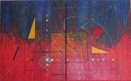 daluz composition géométrique abstraite aux formes colorées inspiration Kandinsky et Miró