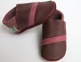 schlichte Lederschuhe mittelbraun mit Linie in altrosa