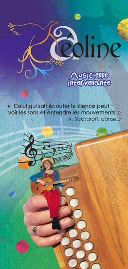 Dépliant - Flyer - Aéoline - Éveil musical - Restauration d'accordéons - Ludovic PETNIOT - Graphiste Brive - Studio de Création