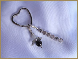 Schutzengel Geschenk - Herz Schlüsselanhänger und Schutzengel mit Heilsteinperle