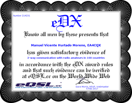 Diploma eDX_eQSL.cc_100 Contactos (Mixed)