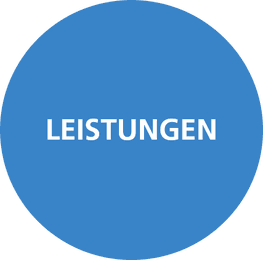 Blauer Kreis mit weißem Text „LEISTUNG" - laseric.de