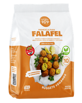 FALAFEL. Premezcla para bocaditos de garbanzo, arroz integral, fécula de mandioca y hortalizas. Presentación: 200Grs. Apto celíaco, vegano y Kosher Parve: Bobek. Origen Argentina.