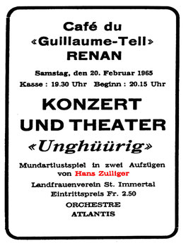 Unghüürig. Inserat im L'impartial, 19. 2. 1965