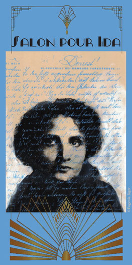 Einladungskarte zum Salon pour Ida mit Portrait von Ida Dehmel