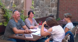 Besprechung mit Wolfgang, Sylvia Jeny und Jenny