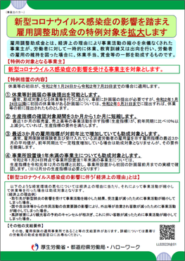 雇用調整助成金の特例措置拡大