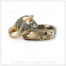 Leaf Ring with Birthstones Handmade Ring