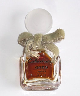 CABOCHARD - PARFUM 3,2 ML : PARFUM - MINIATURE MUNIE D'UN RUBAN EN VELOURS GRIS, SERIGRAPHIE DU FLACON DIFFFERENTE DE LA PRECEDENTE