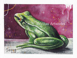neugieriger Frosch in Aquarell