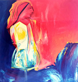 Zwischen Feuer + Wasser/ 1993, 150 x 150 cm, Öl auf Leinwand