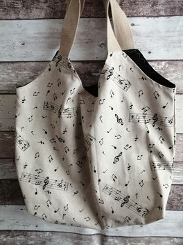 Shopper Einkaufstasche Tragetasche Tasche Beutel Musik Noten handgemacht Handarbeit handmade SaSch Selbstgefertigtes aus Schwaben