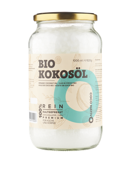 Bio Kokosöl Kaufen CocoNativo - 1000mL (1L) - Bio Kokosfett kaufen, Kokosnussöl Kaufen, Premium, Nativ, Kaltgepresst, Rohkostqualität, Rein (1000ml) - zum Kochen, Braten und Backen, für Haare und Haut