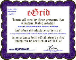 Diploma eGrid_eQSL.cc_356 Contactos (JT65)