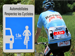 Verkehrsschild: 1,5 m Abstand halten mit Radfahrerrespect-for-life! Radfahrer