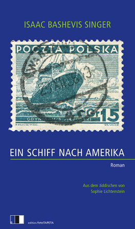 Auf dem Cover von "Ein Schiff nach Amerika" ist eine polnische Briefmarke mit einem Schiff darauf.