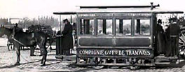 Tramway tiré par un cheval à Tours 1877-1900