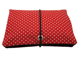 Tabaktasche Tabakbeutel Drehertasche Punkte weiss rot schwarz Dots Rockabilly Schwarz Blättchenspender Blättchenentnehmer