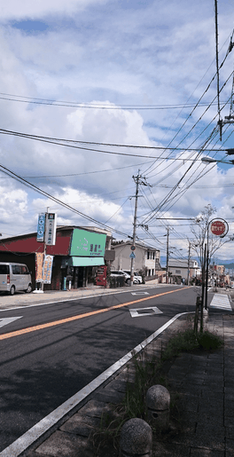 「荘園住宅前」のバス停でバスを降りたら、海側へ向かって歩きます。緑の看板「旭園」のお花屋さんがすぐ目に入ります。そのお花屋さんの隣の戸建てが「大分別府　頭痛専門ここまろ調整院」です。１階は美容院となり、２階が当院となります。